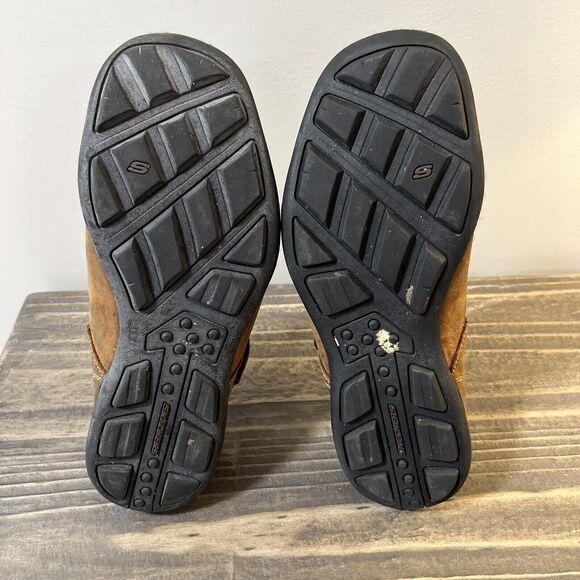 Skechers Mens Size 8 Brown Leather Adjustable Slip On Closed Toe Brown Sandal - Picture 6 of 8